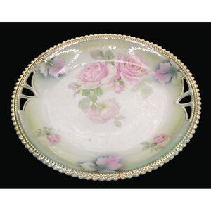 Antique 1914-1922 Hand-Painted Floral Decorative Display Bowl T01 O